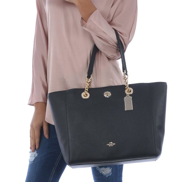 COACH Chain Bag 56830 Turnlock Black Tote NWT PRICE FIRM - Picture 3 of 8